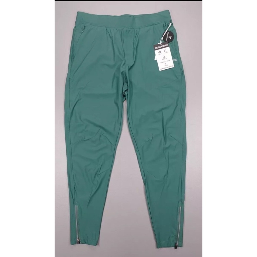 Kenneth Cole Tech Jogger Mallard Green Ankle Zip Athletic Fit Reflective Pant XL